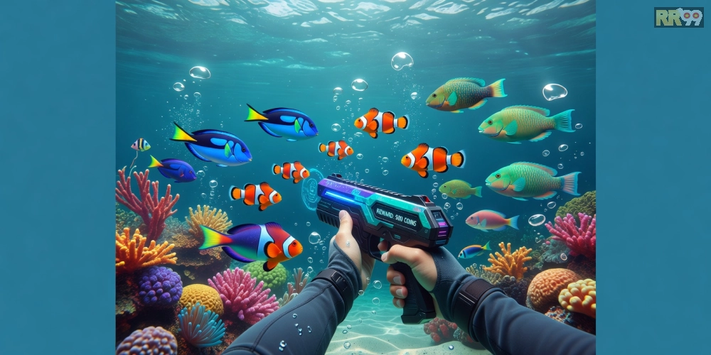 Minh họa khái niệm bắn cá đổi thưởng rr99 với giao diện game sống động