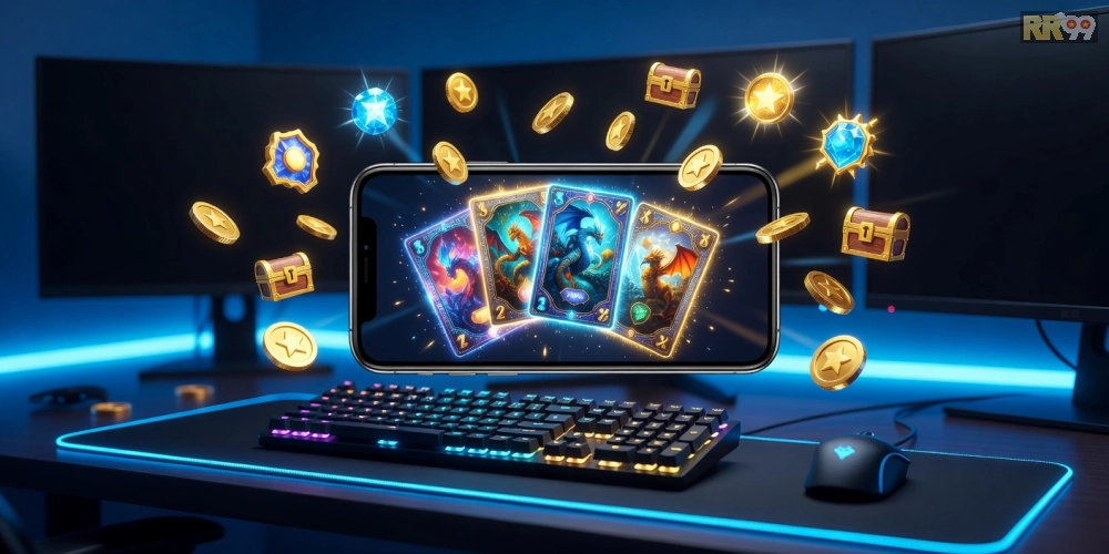 Minh họa khái niệm game bài đổi thưởng online rr99 với giao diện chơi hấp dẫn