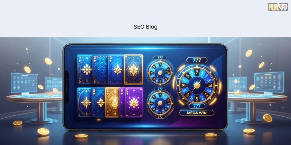 Minh họa khái niệm game bài nổ hũ rr99 với giao diện hiện đại và phần thưởng hấp dẫn