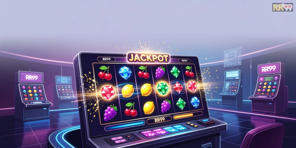 Hình minh họa khái niệm chơi game nổ hũ RR99 với jackpot hấp dẫn