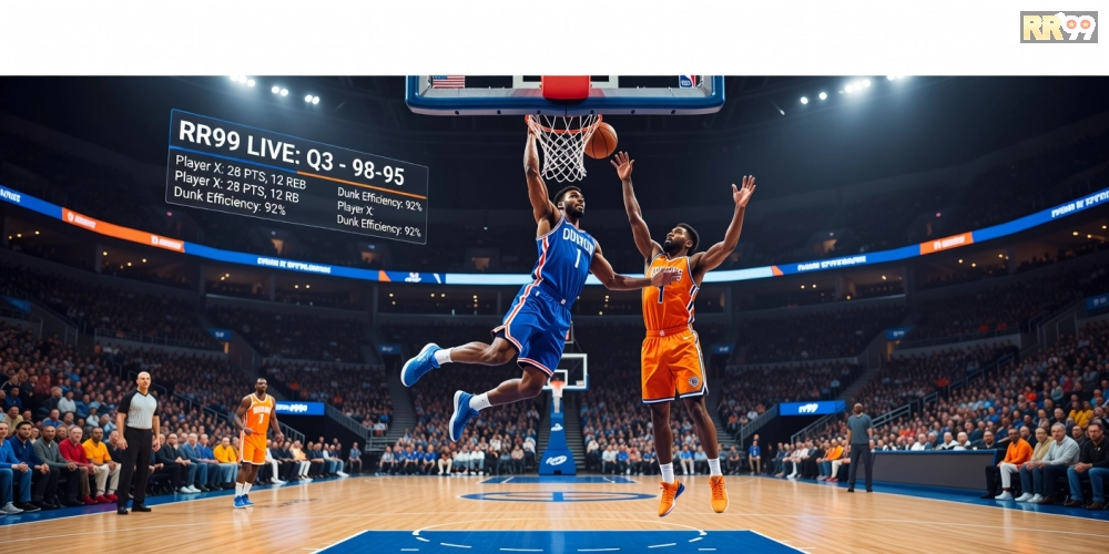 Caption: Hình ảnh highlight các trận đấu NBA hấp dẫn từ rr99 năm 2025