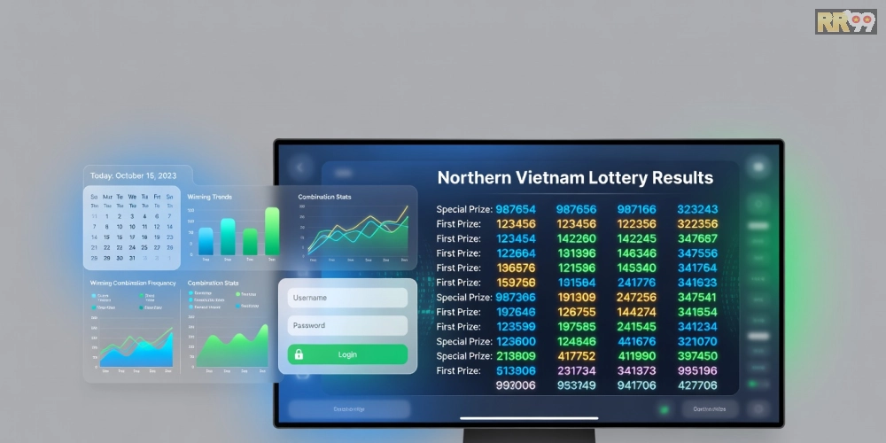 Minh họa khái niệm xổ số miền Bắc trực tuyến trên nền tảng rr99 với giao diện hiện đại